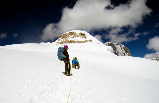 After the crevasses we made a flat traverse to the base of the summit.   